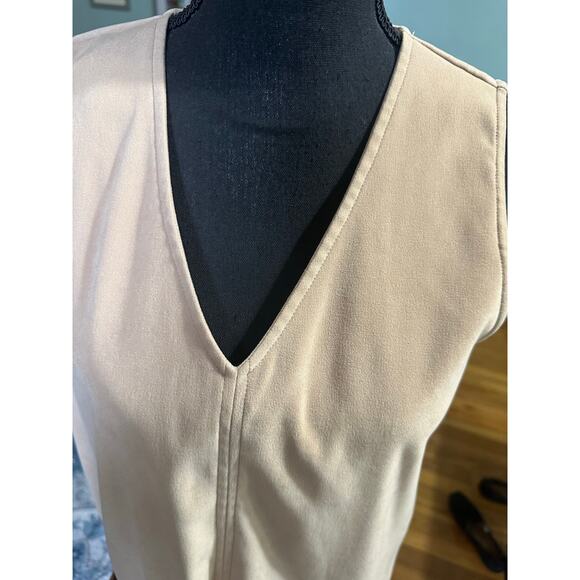 Vintage Travel Smith Beige Sleeveless Dress – Size S Classic Minimalist Style - Picture 3 of 6